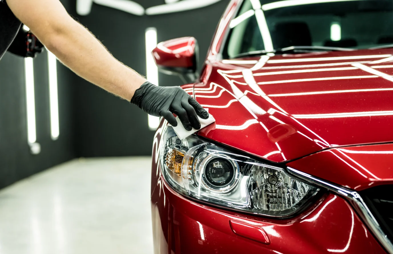 Mechanic cleaning Mercedes
